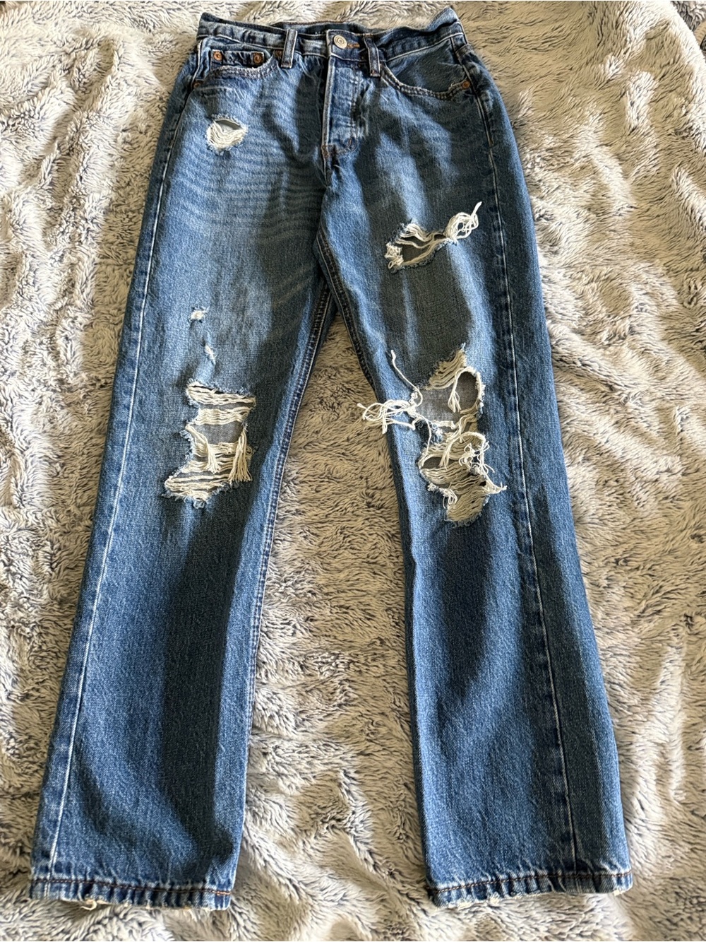 Aeropostale 90s Super High Rise Distressed Blue Jeans